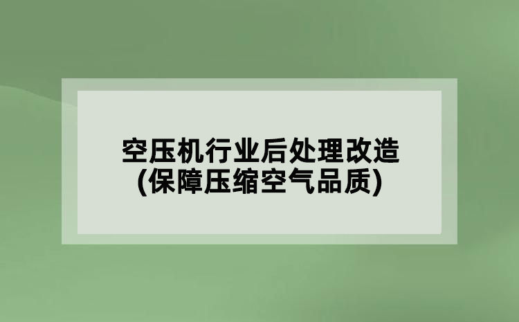 空壓機行業(yè)后處理改造(保障壓縮空氣品質)